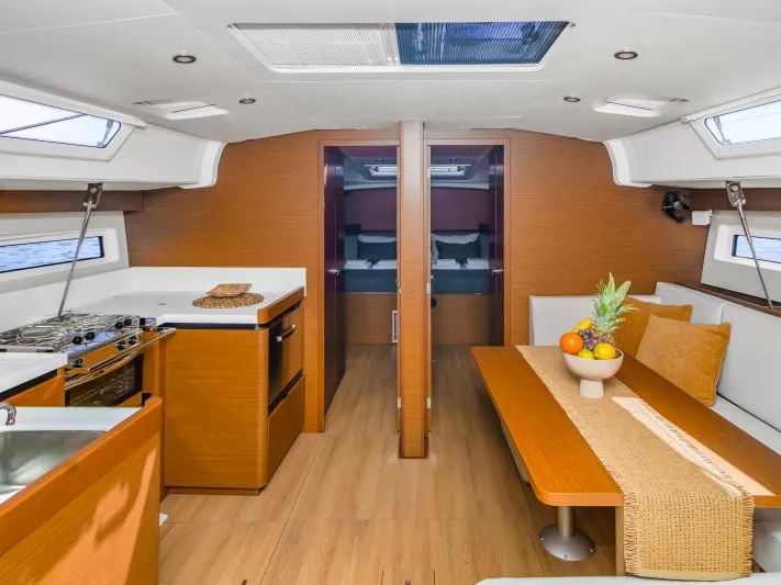 Salon of OSEJAVA, a Jeanneau Sun Odyssey 490 sailboat at Split, Croatia