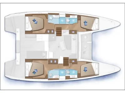 Floor plan of Lizzy II, a Lagoon 42 catamaran at Seget Donji, Croatia