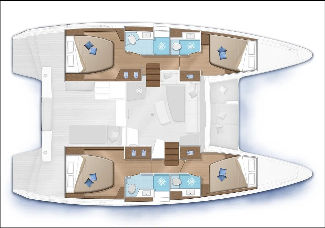 Floor plan of Lizzy II, a Lagoon 42 catamaran at Seget Donji, Croatia