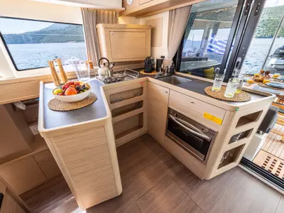 Galley of LUNA, a Lagoon 42 catamaran at Municipal Unit of Lefkada, Greece