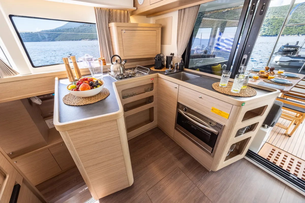 Galley of LUNA, a Lagoon 42 catamaran at Municipal Unit of Lefkada, Greece