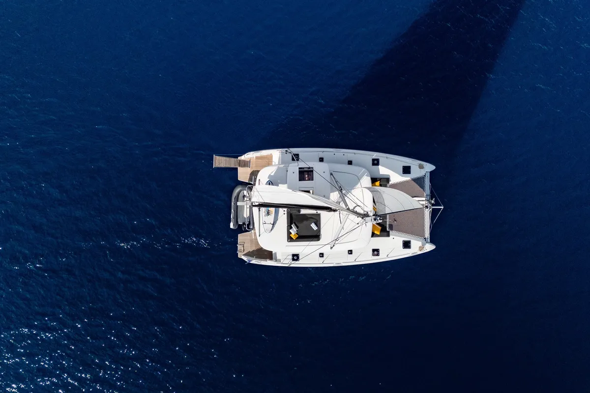 Exterior view of LUNA, a Lagoon 42 catamaran at Municipal Unit of Lefkada, Greece