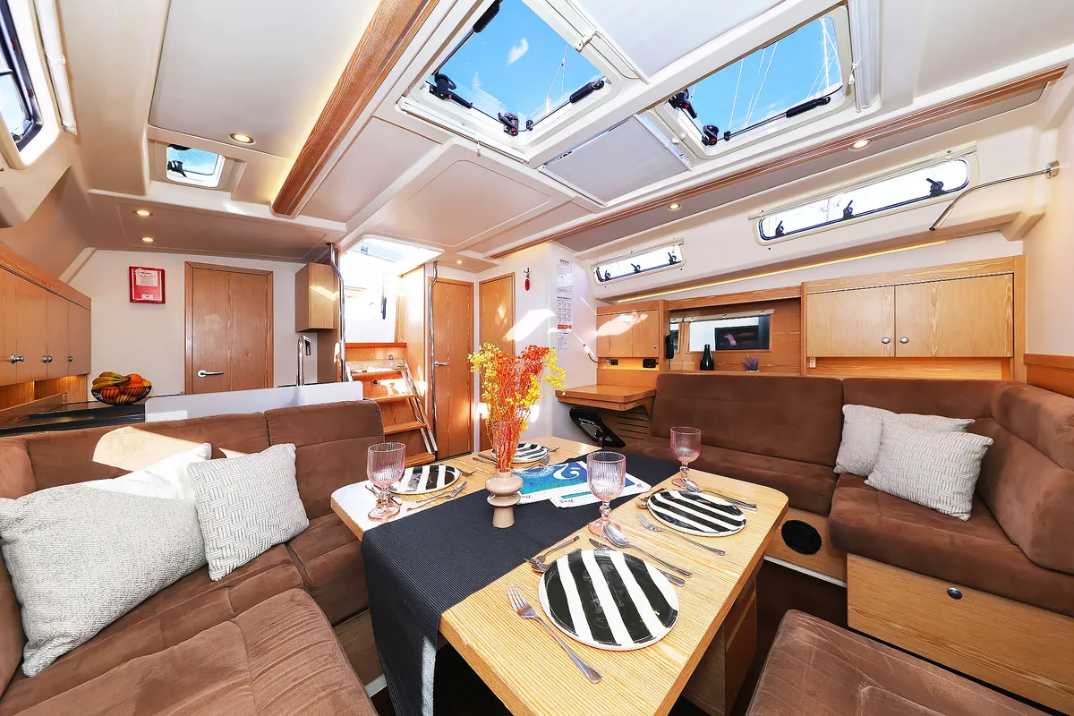Salon of Lorelei, a Hanse 455 sailboat at Grad Kaštela, Croatia