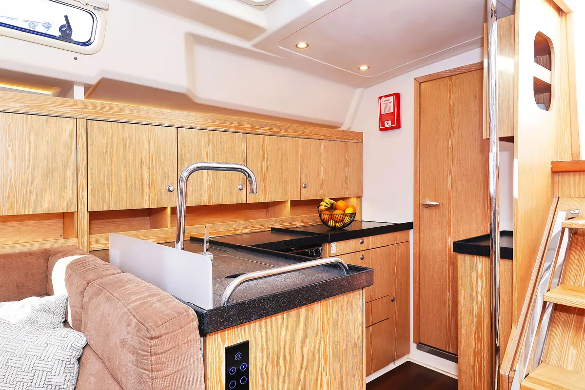 Galley of Lorelei, a Hanse 455 sailboat at Grad Kaštela, Croatia