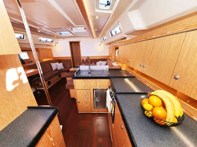 Galley of Lorelei, a Hanse 455 sailboat at Grad Kaštela, Croatia