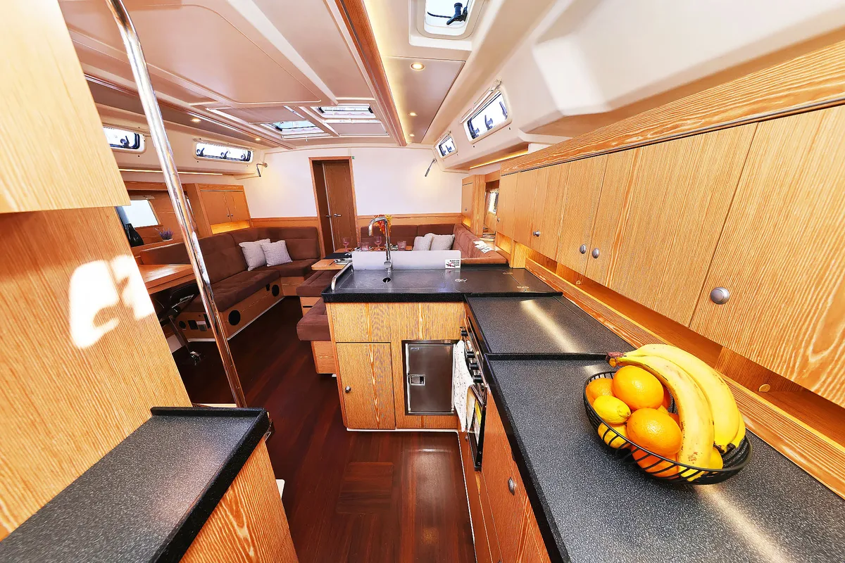 Galley of Lorelei, a Hanse 455 sailboat at Grad Kaštela, Croatia