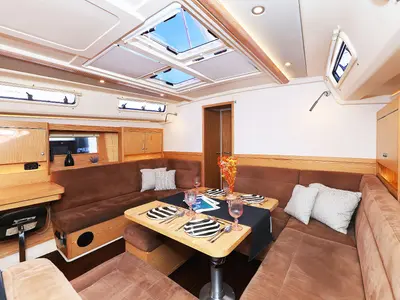 Salon of Lorelei, a Hanse 455 sailboat at Grad Kaštela, Croatia