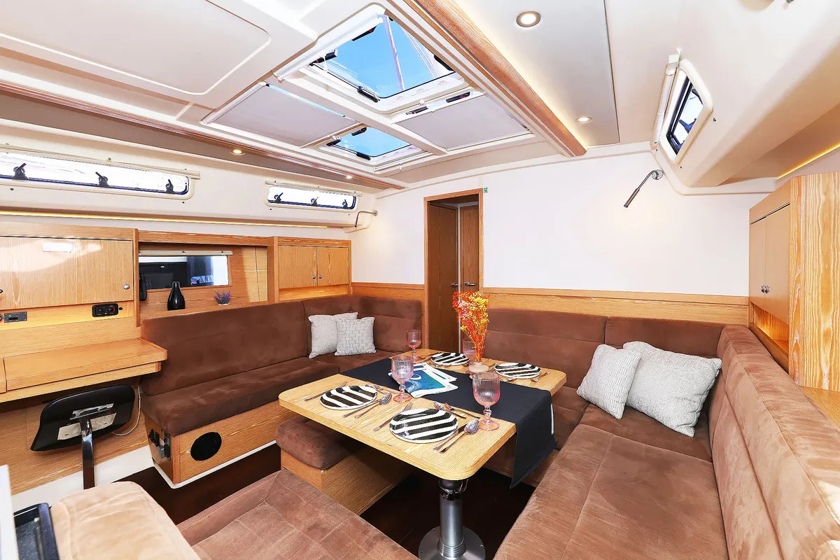 Salon of Lorelei, a Hanse 455 sailboat at Grad Kaštela, Croatia