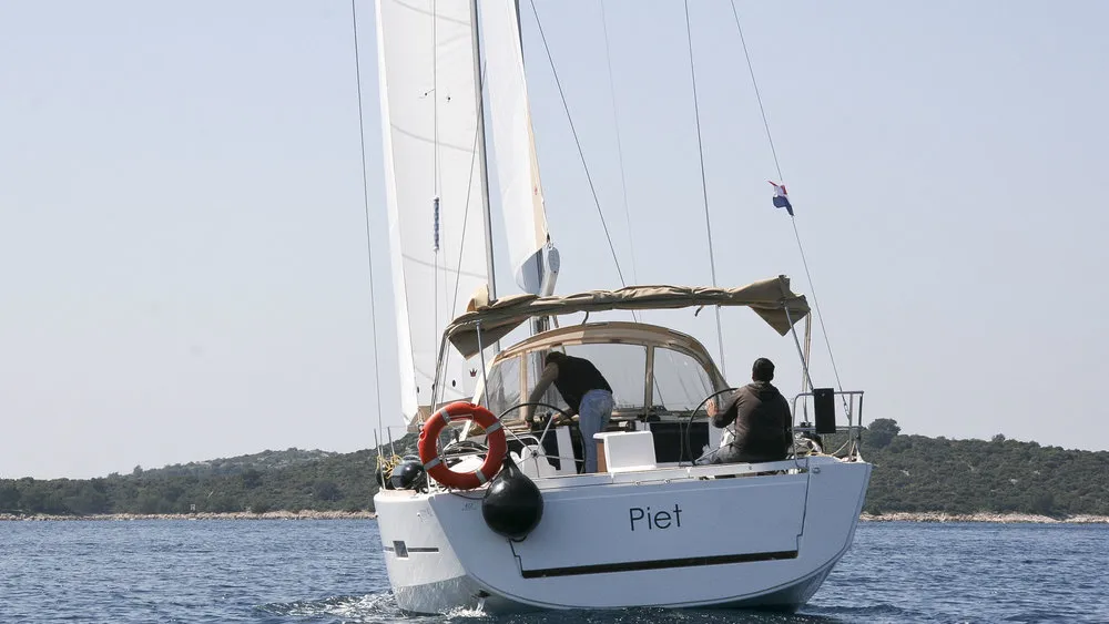 Exterior view of Stella, a Dufour 412 GL sailboat at Grad Pula, Croatia