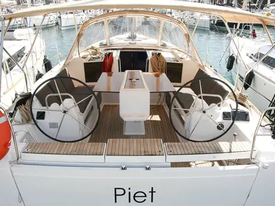 Cockpit of Stella, a Dufour 412 GL sailboat at Grad Pula, Croatia