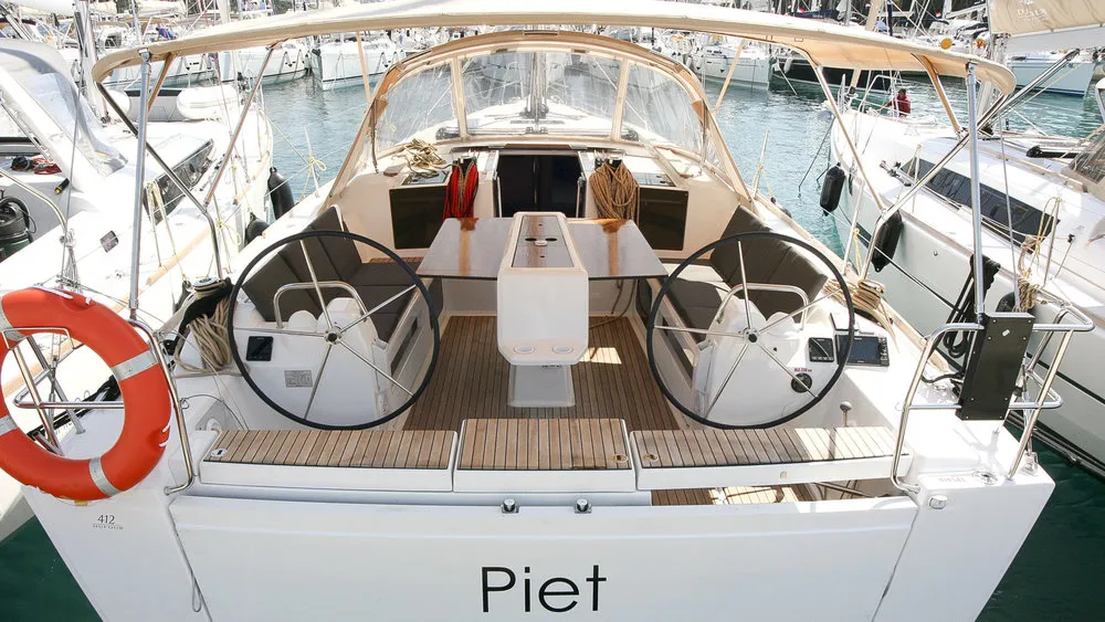 Cockpit of Stella, a Dufour 412 GL sailboat at Grad Pula, Croatia