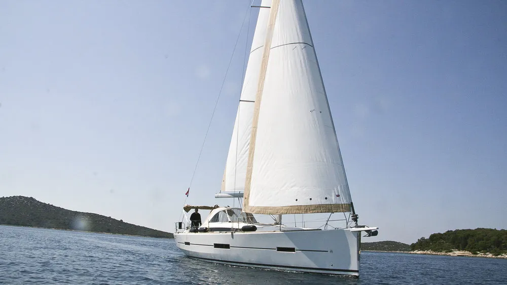 Exterior view of Stella, a Dufour 412 GL sailboat at Grad Pula, Croatia