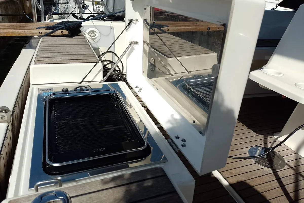 Deck of Stella, a Dufour 412 GL sailboat at Grad Pula, Croatia