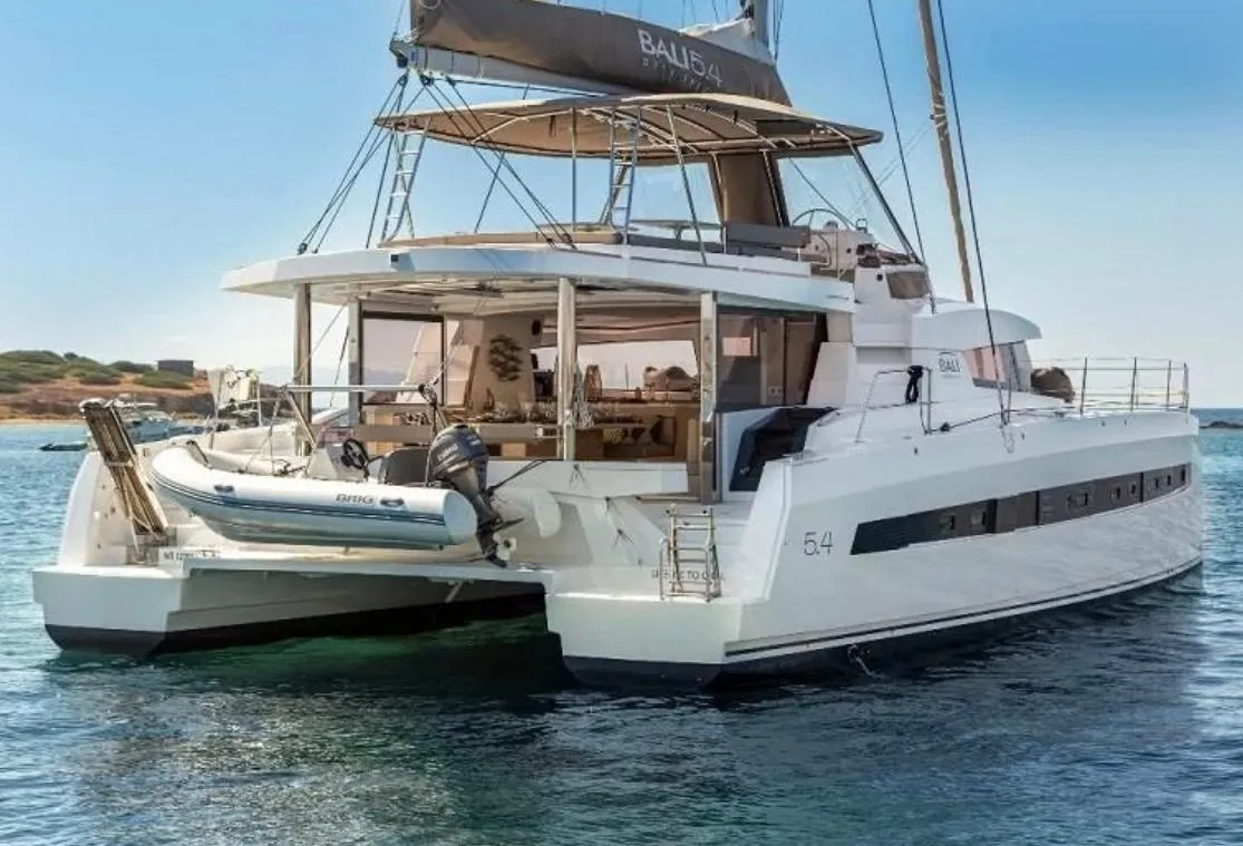 Exterior view of JOŽA, a Bali 5.4 catamaran at Grad Trogir, Croatia