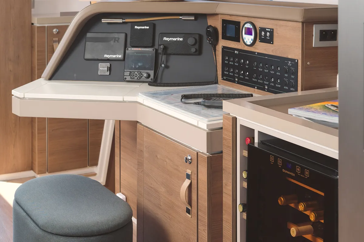 Cockpit of JOŽA, a Bali 5.4 catamaran at Grad Trogir, Croatia