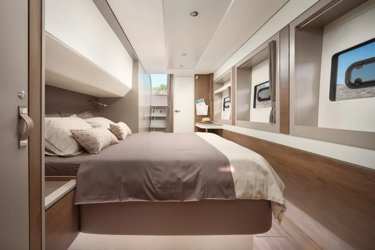 Cabin on JOŽA, a Bali 5.4 catamaran at Grad Trogir, Croatia