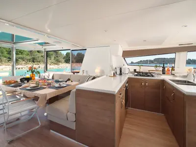 Galley of JOŽA, a Bali 5.4 catamaran at Grad Trogir, Croatia