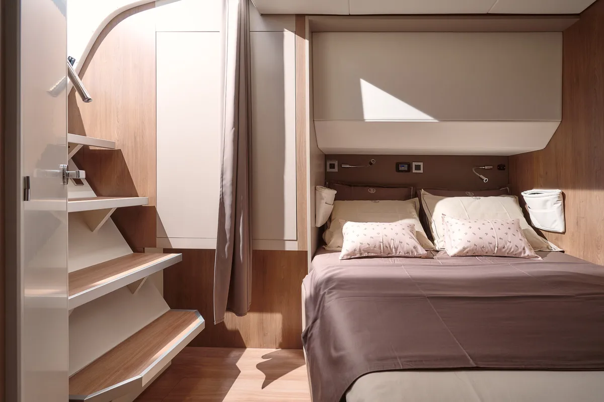 Cabin on JOŽA, a Bali 5.4 catamaran at Grad Trogir, Croatia