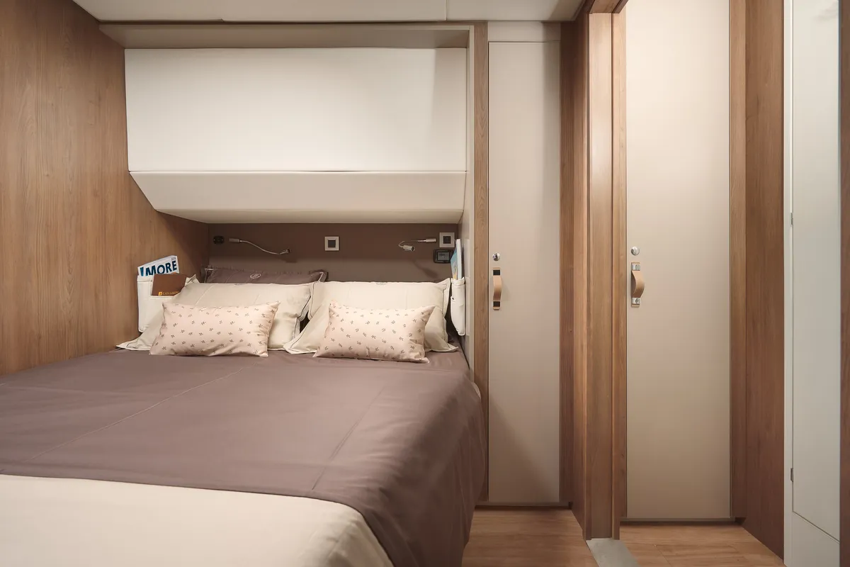Cabin on JOŽA, a Bali 5.4 catamaran at Grad Trogir, Croatia