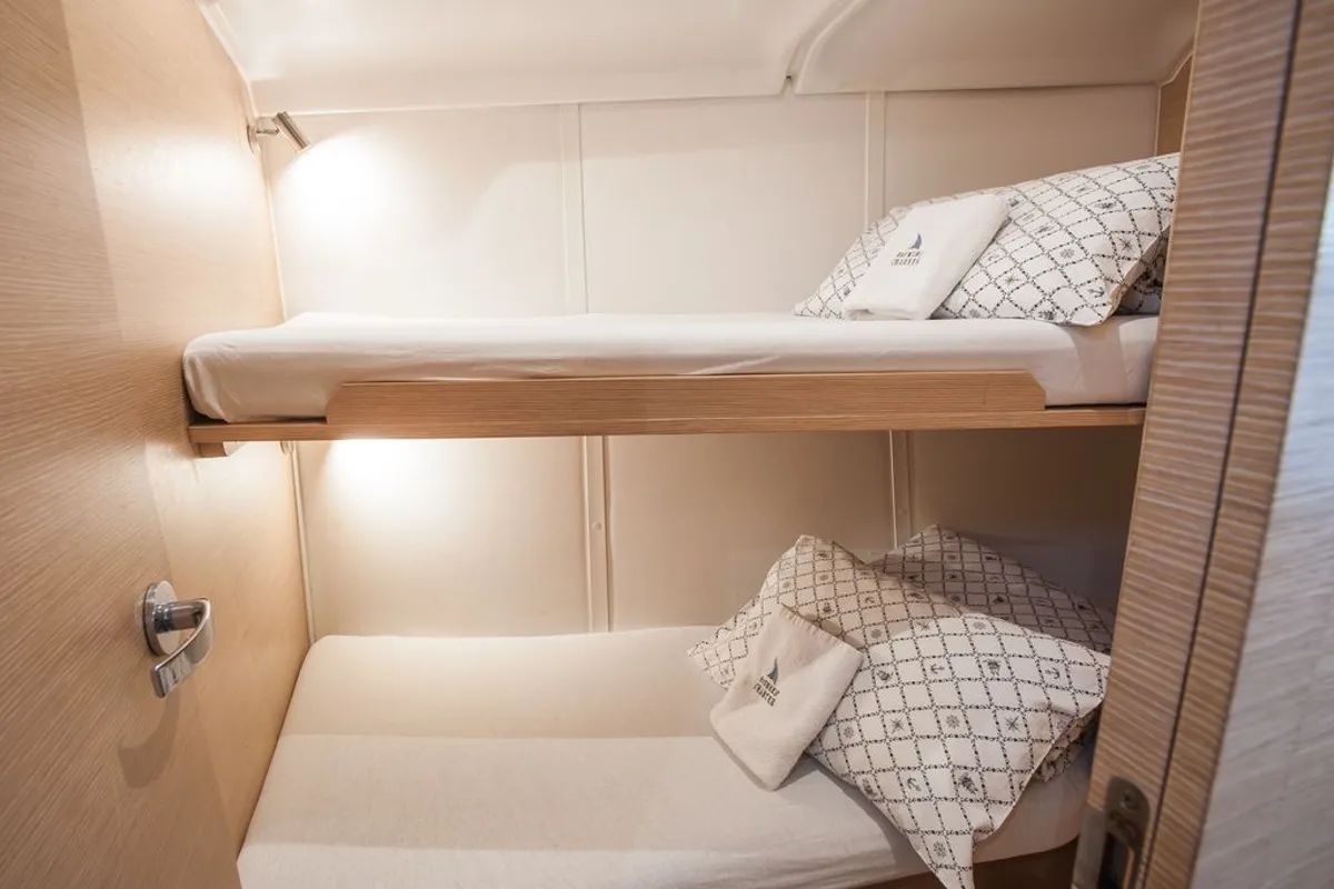 Cabin on Princess Tena, a Elan Impression 45 sailboat at Zadar, Croatia