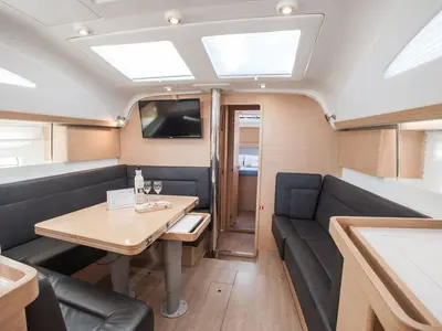 Salon of Princess Tena, a Elan Impression 45 sailboat at Zadar, Croatia
