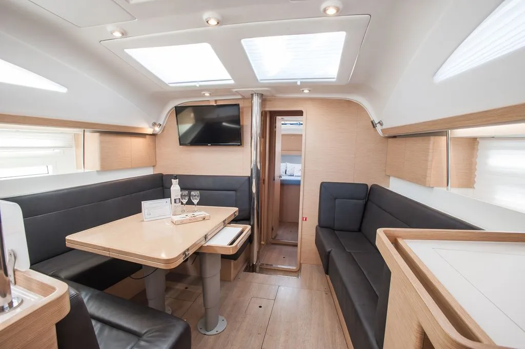 Salon of Princess Tena, a Elan Impression 45 sailboat at Zadar, Croatia