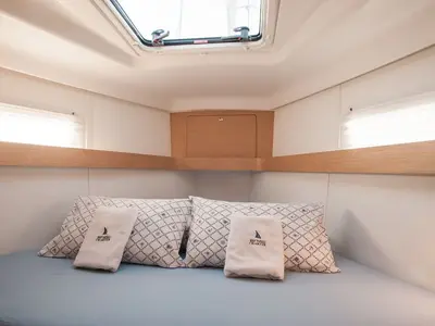 Cabin on Princess Tena, a Elan Impression 45 sailboat at Zadar, Croatia