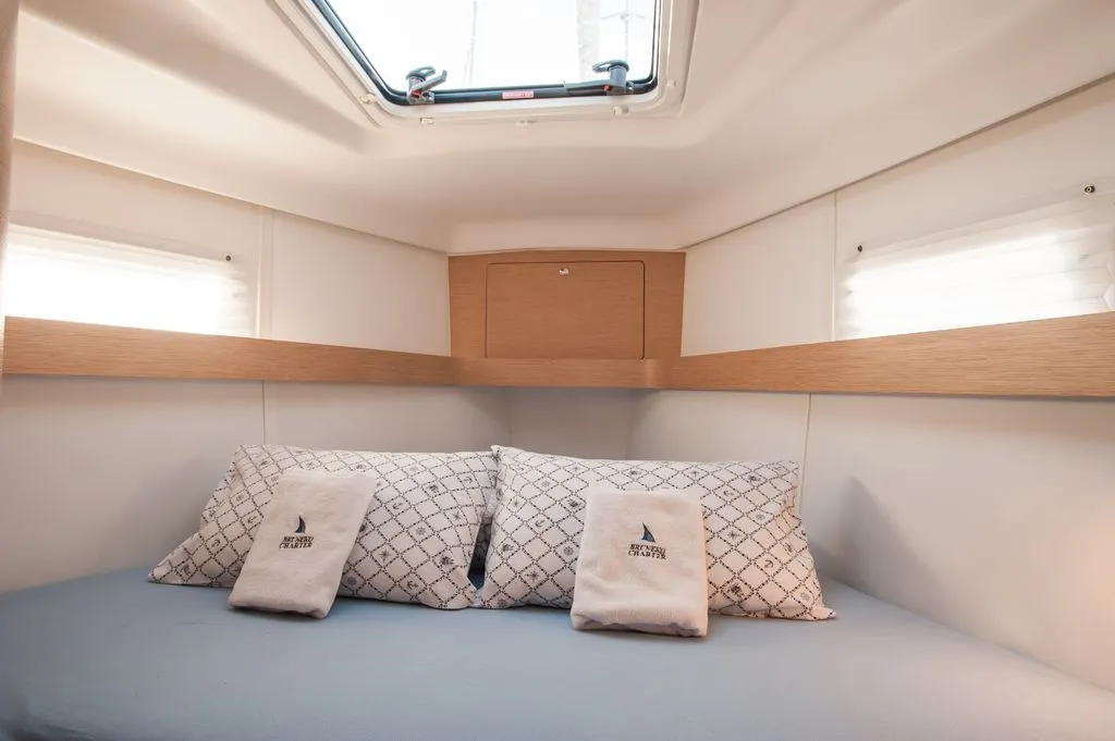 Cabin on Princess Tena, a Elan Impression 45 sailboat at Zadar, Croatia