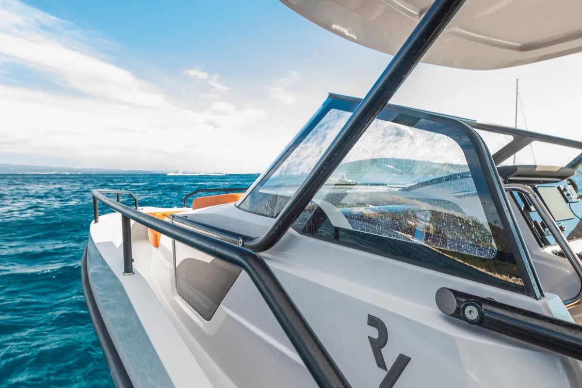 Cockpit of 22, a Gulet Ryck 280 motorboat at Grad Trogir, Croatia