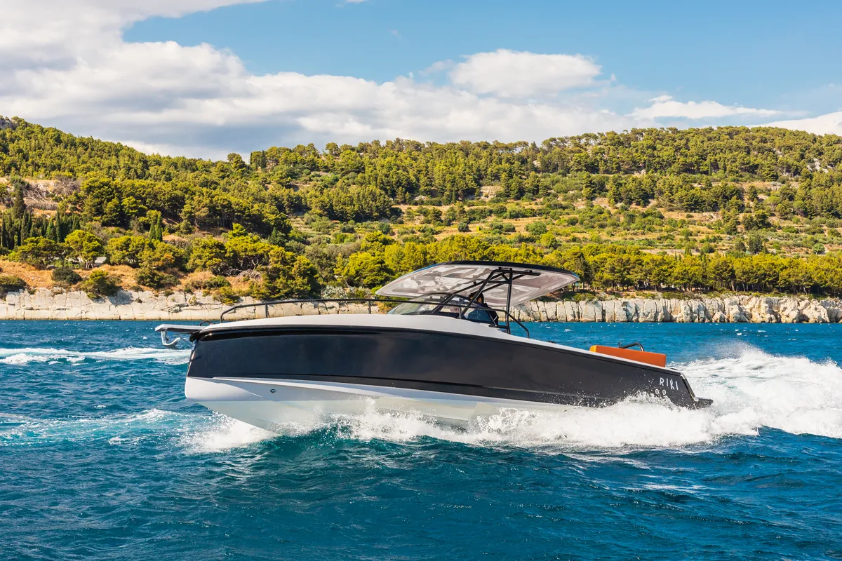 Exterior view of 22, a Gulet Ryck 280 motorboat at Grad Trogir, Croatia