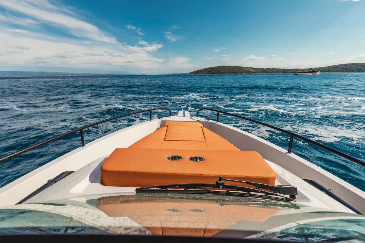 Deck of 22, a Gulet Ryck 280 motorboat at Grad Trogir, Croatia