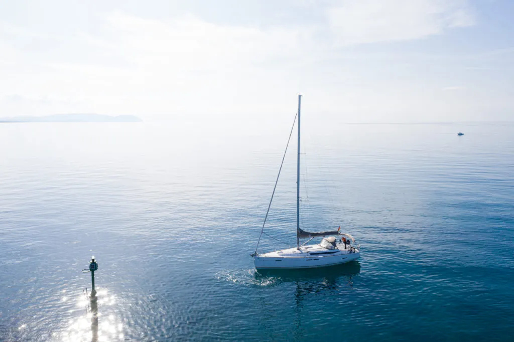 Exterior view of Ribelle, a Jeanneau Sun Odyssey 439 sailboat at San Vincenzo, Italy