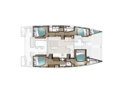 Floor plan of Moorings 4600 - 4 Exclusive Plus, a Leopard 46 catamaran at La Paz, Mexico