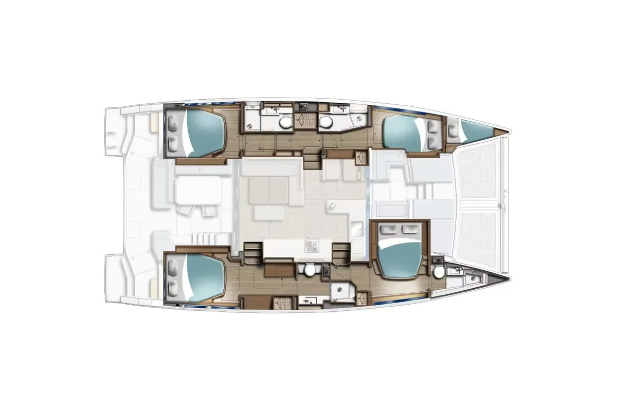 Floor plan of Moorings 4600 - 4 Exclusive Plus, a Leopard 46 catamaran at La Paz, Mexico