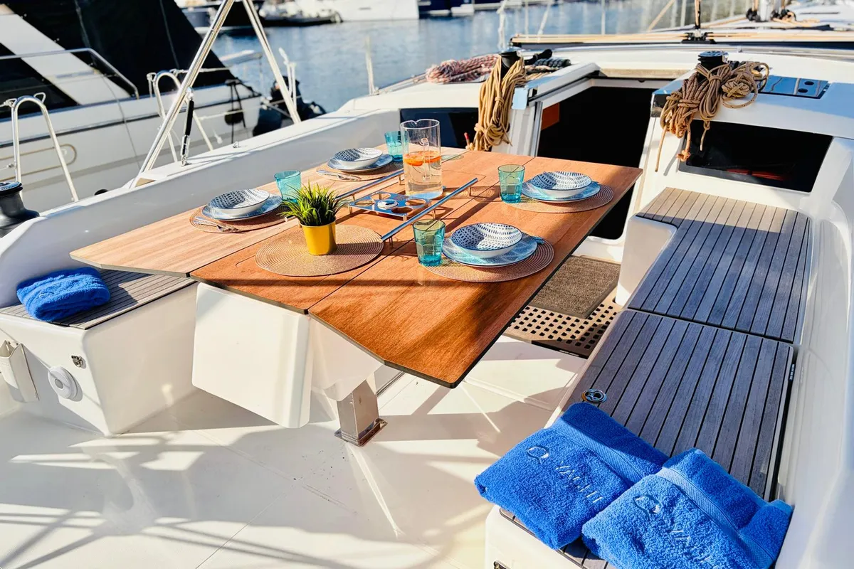 Suzie Q, a Dufour 530 sailboat at Primošten, Croatia