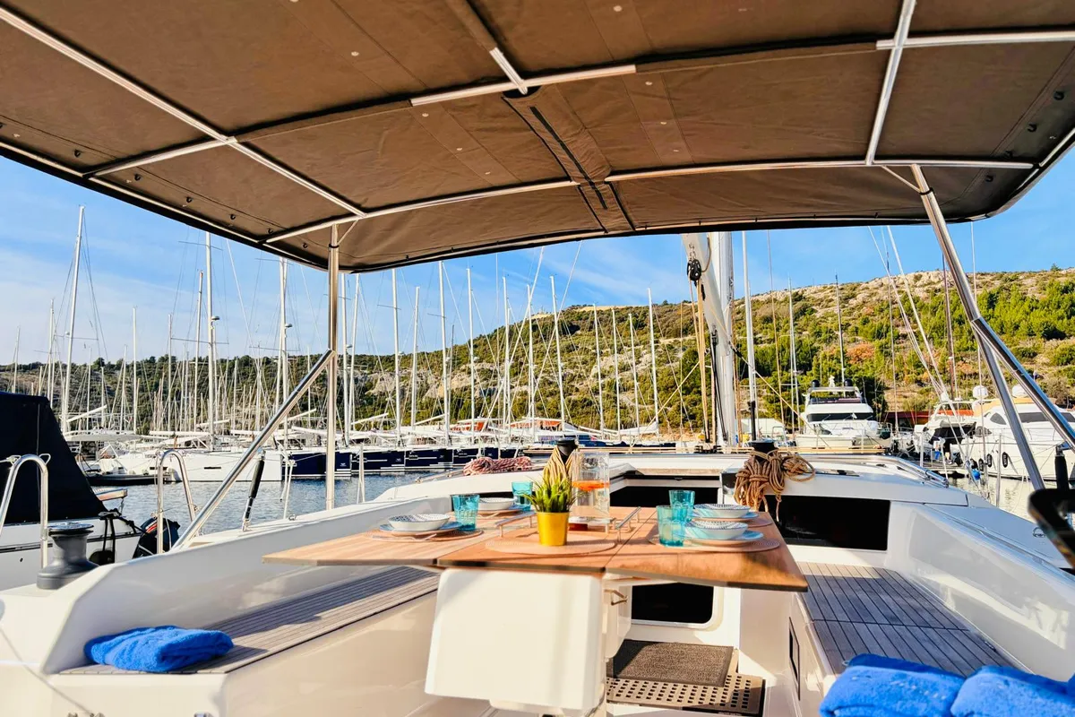 Suzie Q, a Dufour 530 sailboat at Primošten, Croatia