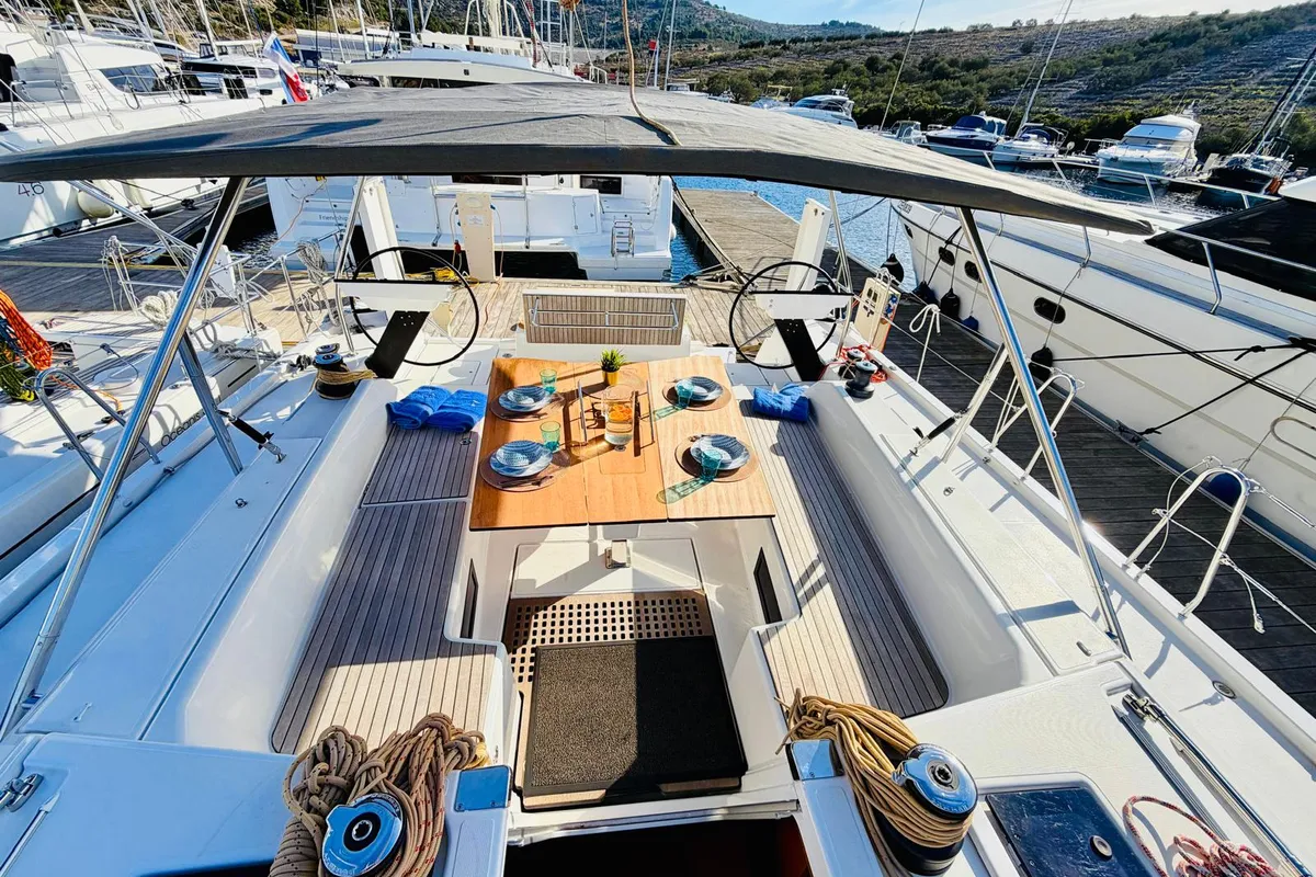 Suzie Q, a Dufour 530 sailboat at Primošten, Croatia