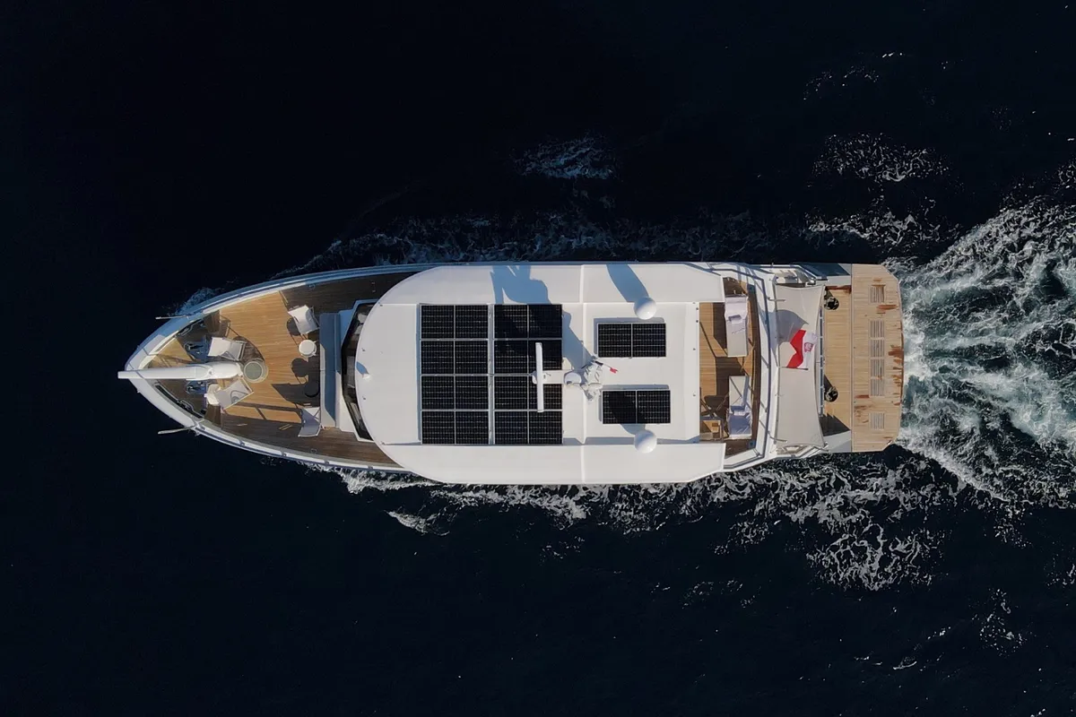 Ukiel, a Aegean Explorer M26 motor yacht at Olbia, Italy