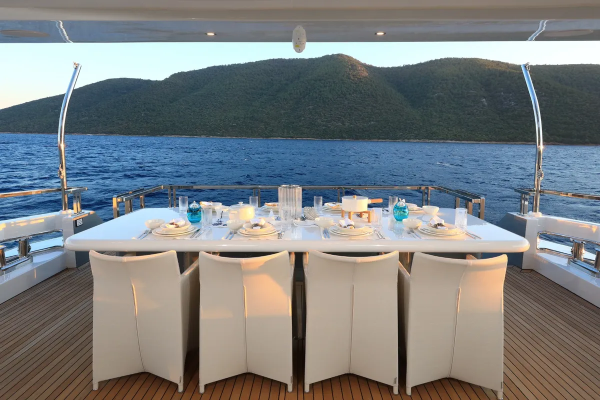Ukiel, a Aegean Explorer M26 motor yacht at Olbia, Italy