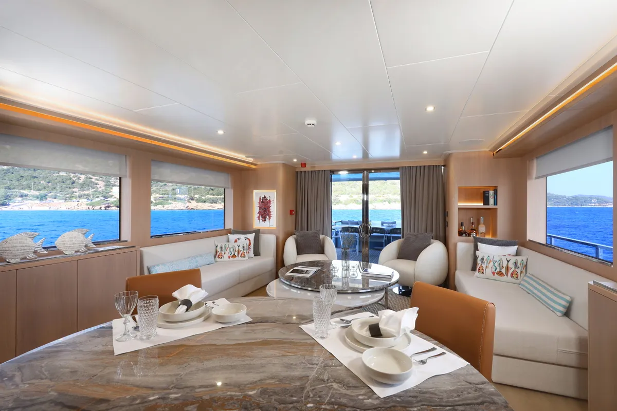 Ukiel, a Aegean Explorer M26 motor yacht at Olbia, Italy