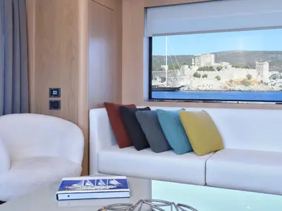 Ukiel, a Aegean Explorer M26 motor yacht at Olbia, Italy
