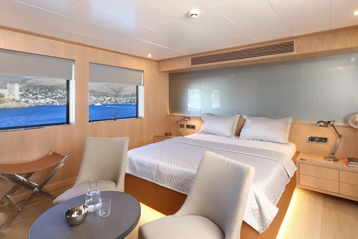Ukiel, a Aegean Explorer M26 motor yacht at Olbia, Italy