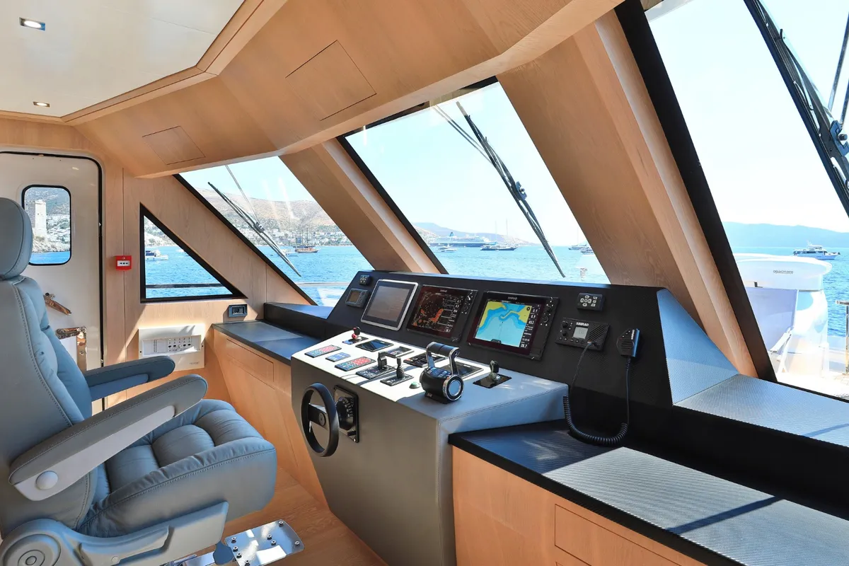 Ukiel, a Aegean Explorer M26 motor yacht at Olbia, Italy