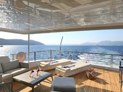Ukiel, a Aegean Explorer M26 motor yacht at Olbia, Italy
