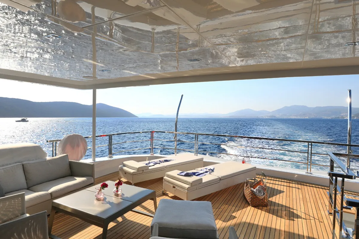 Ukiel, a Aegean Explorer M26 motor yacht at Olbia, Italy