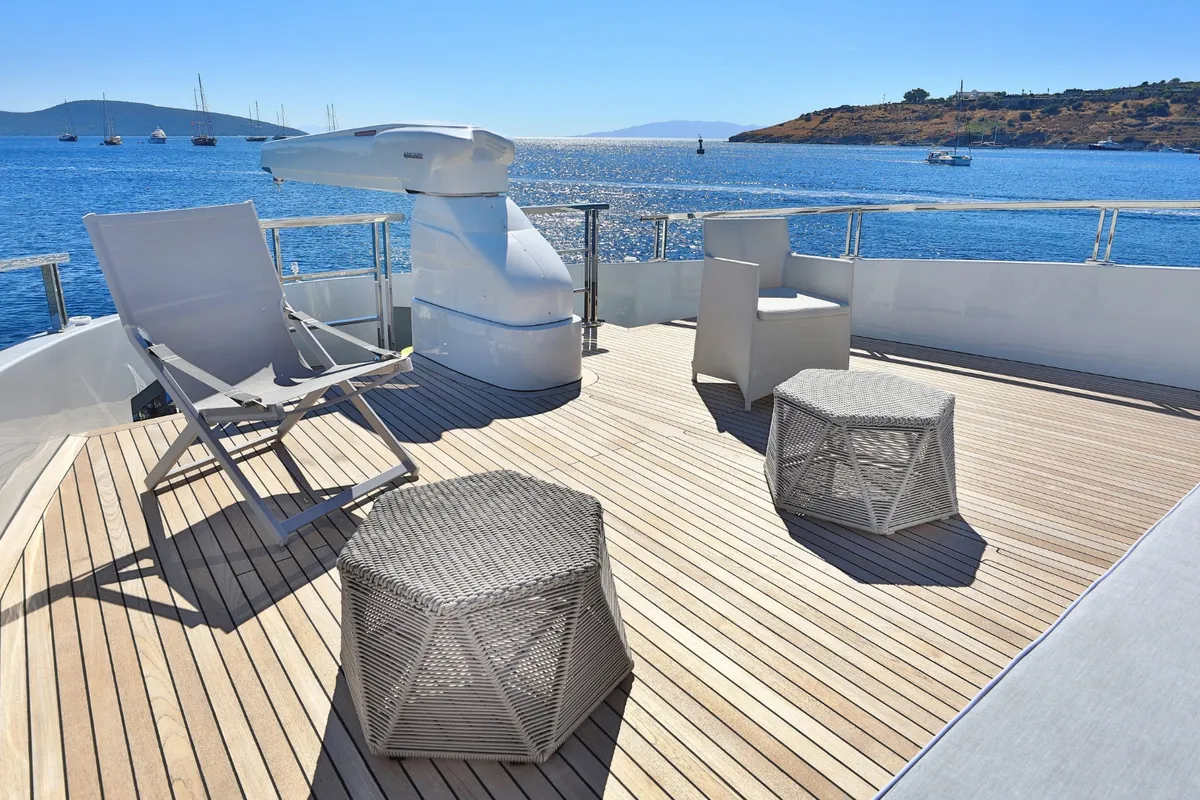 Ukiel, a Aegean Explorer M26 motor yacht at Olbia, Italy