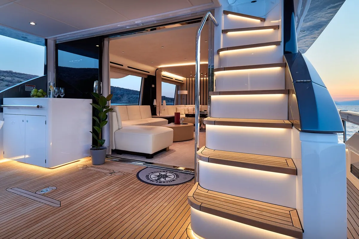 Salon of OMR Group, a Azimut 78 Fly motor yacht at Podstrana - Miljevac, Croatia