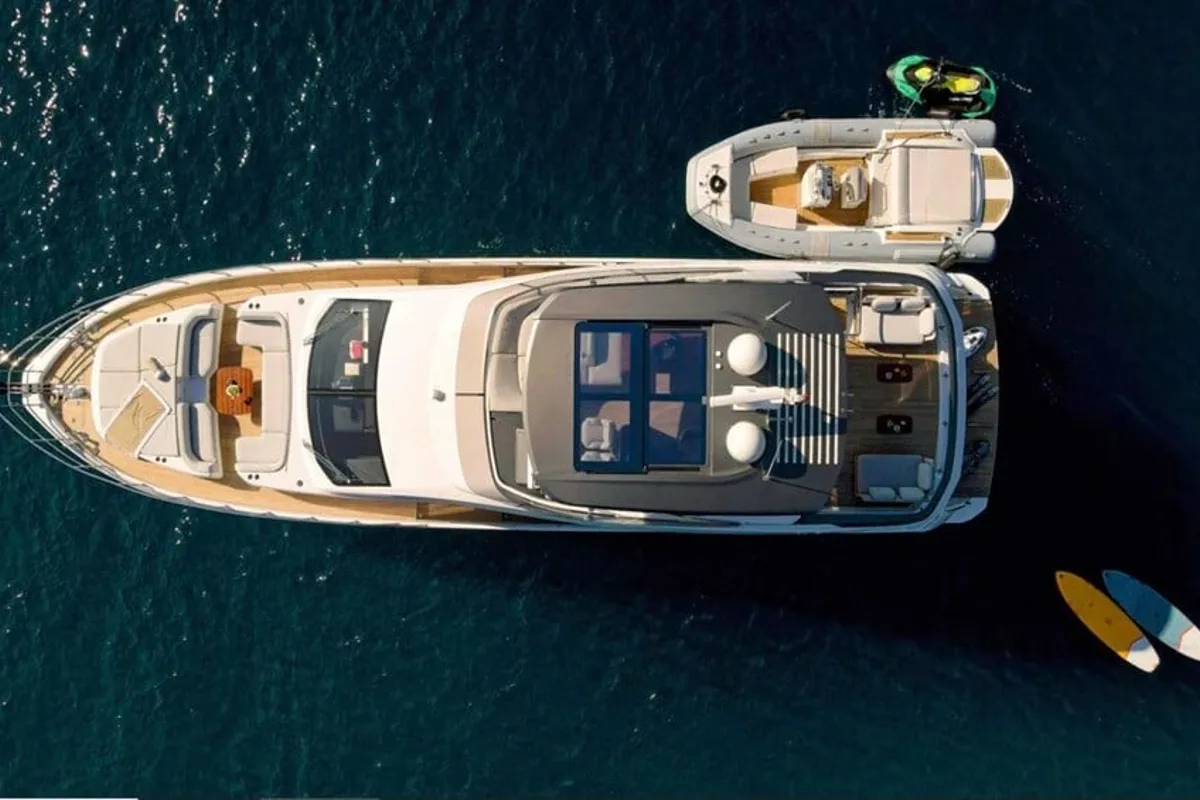 Exterior view of OMR Group, a Azimut 78 Fly motor yacht at Podstrana - Miljevac, Croatia