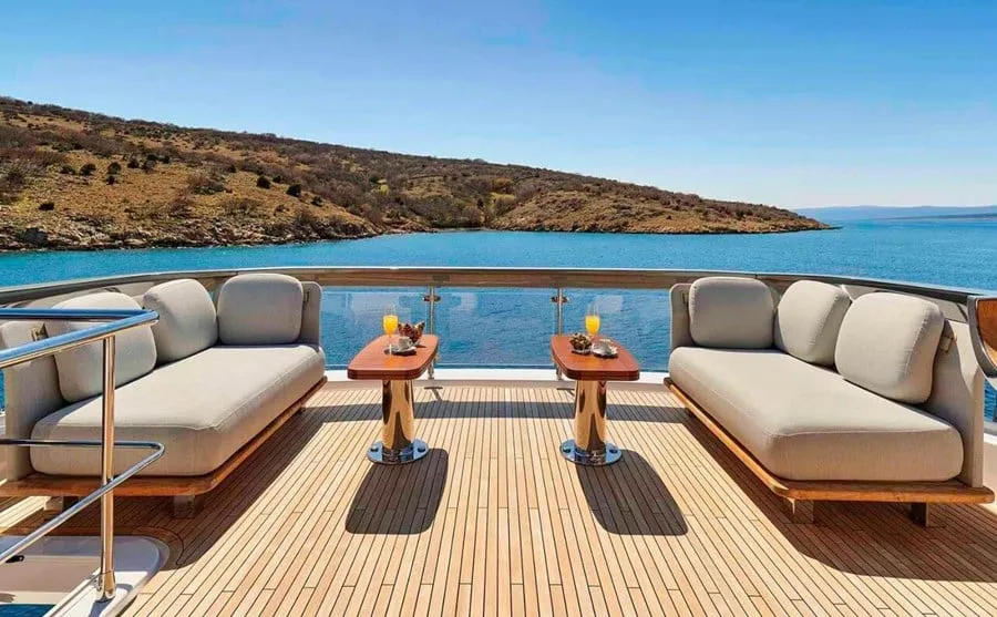 Deck of OMR Group, a Azimut 78 Fly motor yacht at Podstrana - Miljevac, Croatia
