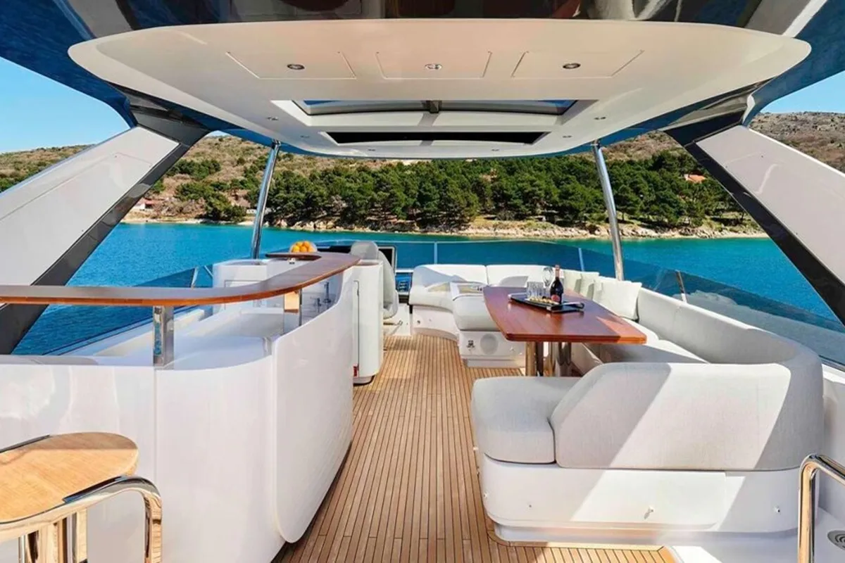 Exterior view of OMR Group, a Azimut 78 Fly motor yacht at Podstrana - Miljevac, Croatia